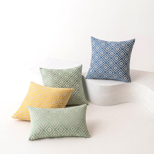Housse de coussin jacquard — Motif géométrique — détail produit