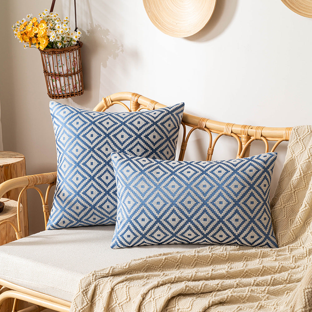 Housse de coussin jacquard — Motif géométrique — détail produit