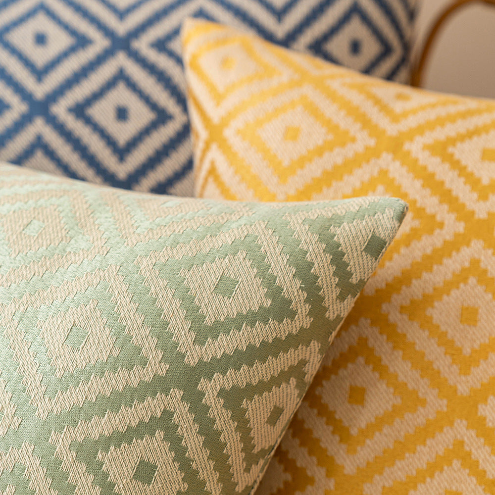 Housse de coussin jacquard — Motif géométrique — détail produit