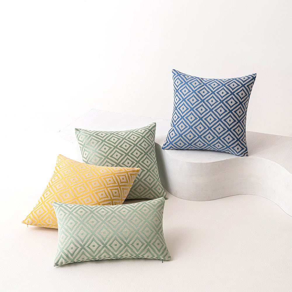 Housse de coussin jacquard — Motif géométrique — détail produit
